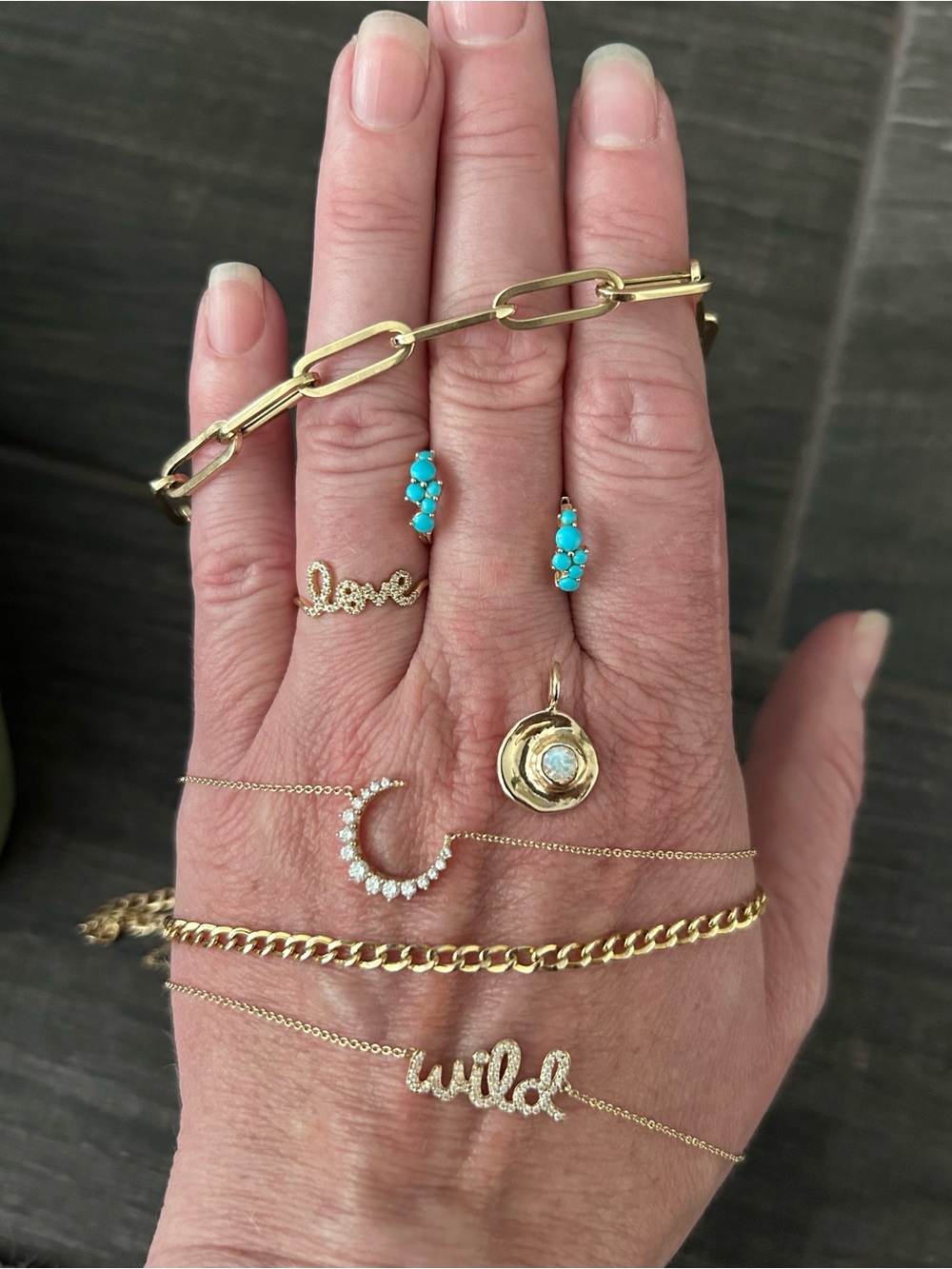 Sydney Evan 14k Gold Turquoise Huggies - Picture 6 of 6